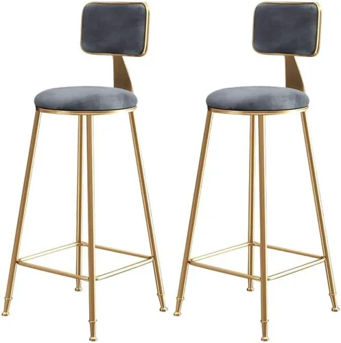 Vista 19 de Taburete moderno para mostrador, taburete sin brazos, taburete de hierro con cojín y pedal, 1 taburete corto (18 pulgadas de alto) azul