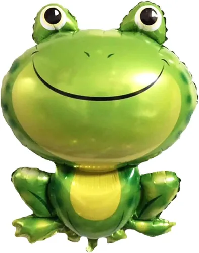 Vista 5 de 4 globos grandes de papel de aluminio Mylar de rana verde para decoración de fiesta de cumpleaños temática de animales