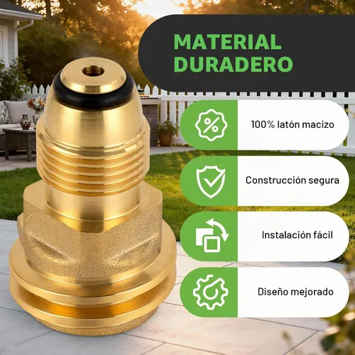 Vista 6 de Adaptador de tanque de propano POL a QCC1 - Convertidor de propano de latón macizo resistente for 100lb/20lb LP Tanks, Old to New Connection, BBQ