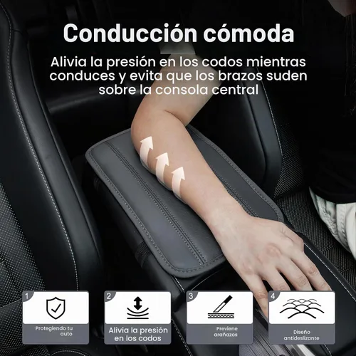 Vista 4 de Amiss - Funda para consola central automóvil, impermeable, ajuste universal, protector de reposabrazos de cuero sintético, accesorios