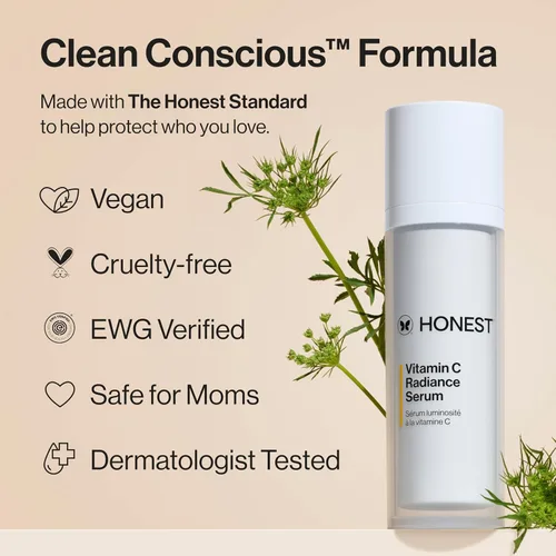 Vista 4 de Honest Beauty Mini Vitamin C Radiance Serum, mejora el tono de la piel y la tez, suave para pieles sensibles, sin fragancia, vegano