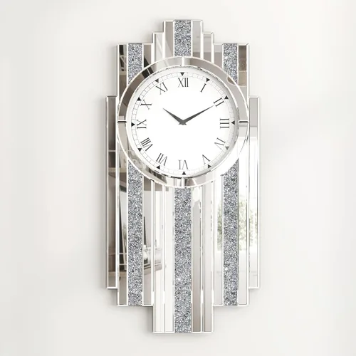 Vista 9 de SHYFOY Reloj de pared decorativo, reloj de péndulo con espejo de 31.5 pulgadas, reloj de pared grande silencioso de lujo con diamante triturado