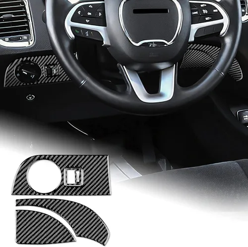 Vista 16 de AIRSPEED Cubierta de panel de palanca de cambios de fibra de carbono, calcomanía para consola central interior para Dodge Durango 2018 2019 2020
