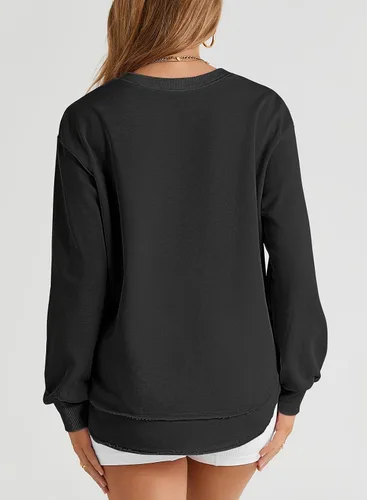 Vista 5 de EVALESS Sudadera con cuello redondo para mujer Negro