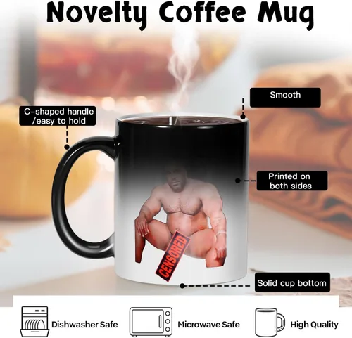 Vista 6 de Regalos divertidos para hombres, taza de café de madera de Barry, mensaje aparece mientras se calienta, regalos de elefante blanco para adultos