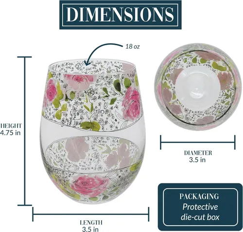 Vista 3 de Pavilion Gift Company - Vaso de vino sin tallo de 18 onzas para mamá, regalos para mamá de hija, hijo, niños, regalos del día de la madre para mamá