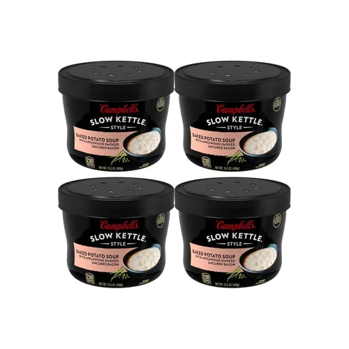 Vista 8 de Sopa de papa horneada estilo Slow Kettle de Campbell's con tocino ahumado sin curar de Applewood, 15.5 onzas, en recipiente para microondas