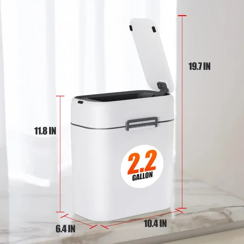 Vista 13 de Bote de basura de 2.2 galones con tapa, bote de basura automático sin contacto, sensor de movimiento inteligente, pequeño para baño, dormitorio