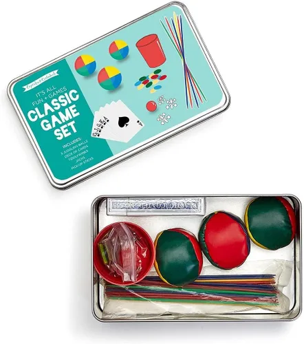 Vista 3 de Two's Company Kit de diversión y juegos en caja de almacenamiento de lata incluye 5