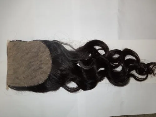 Vista 2 de Encaje cierre 10 "pelo indio 100% Remy Cabello humano Cuerpo onda color natural