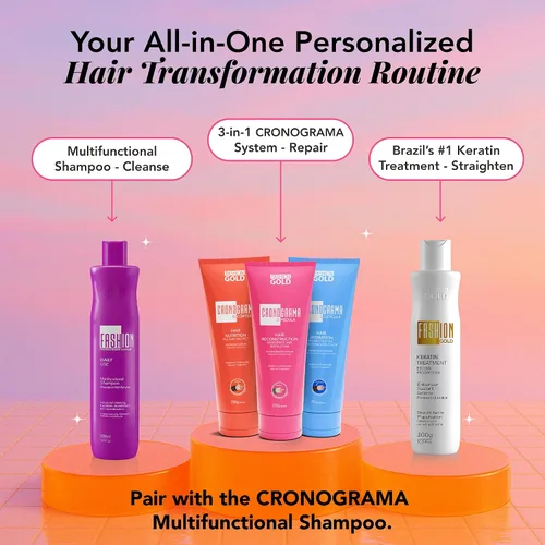 Vista 7 de FASHION GOLD Cronograma Capilar, VIRAL 3-SEGUND HAIR FIX, mascarilla capilar para cabello dañado, tratamiento para cabello Seco y Maltratado