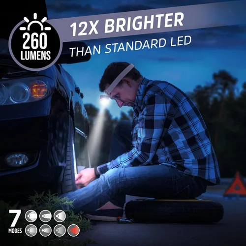 Vista 2 de Energizer Vision HD + LED - Linterna frontal color morado, luz LED para emergencias, exteriores o como luz de trabajo, incluye baterías, paquete