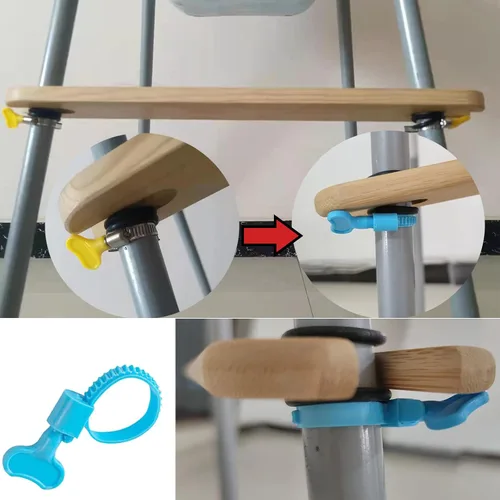 Vista 3 de Reposapiés para silla alta, reposapiés de madera de bambú natural compatible con accesorios para sillas altas IKEA Antilop, reposapiés ajustable