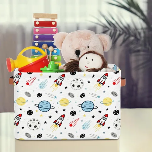Vista 6 de Cesta de almacenamiento grande plegable para juguetes, organizador de lavandería para armario, estante de guardería, dormitorio de niños, 15 x 11 x