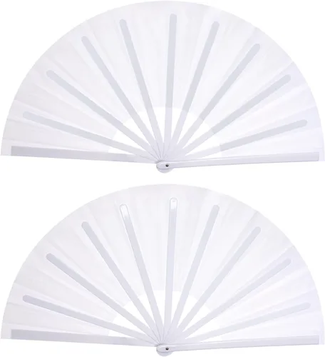 Vista 11 de Nydotd Paquete de 2 ventiladores plegables de mano para fanáticos rave, tela de nailon plegable para hombres y mujeres, línea de actuación, danza