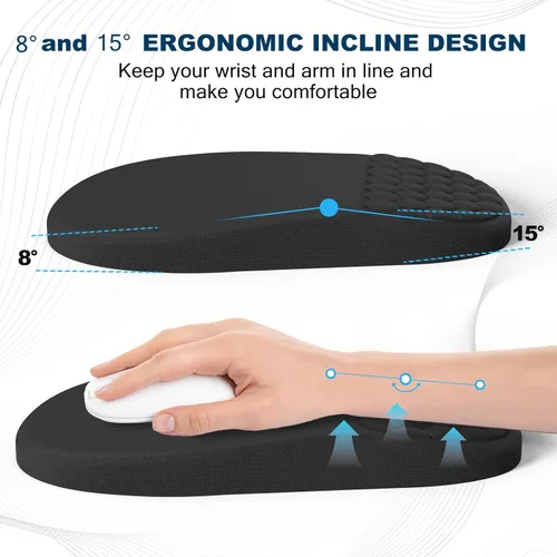 Vista 3 de Alfombrilla ergonómica para mouse y teclado con diseño de masaje, soporte de muñeca para mouse que ahorra espacio, reposamuñecas de espuma