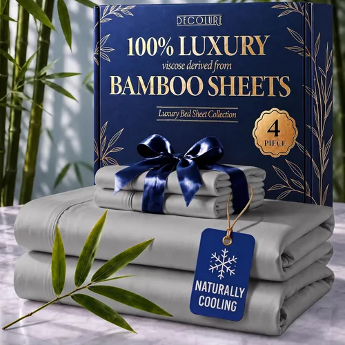 Vista 13 de DECOLURE Sábanas 100% Viscosa Derivada de Bambú Tamaño Individual - Sábanas de Lujo de 3 Piezas Naturalmente Refrescantes, Juego de Cama Ultra Suave