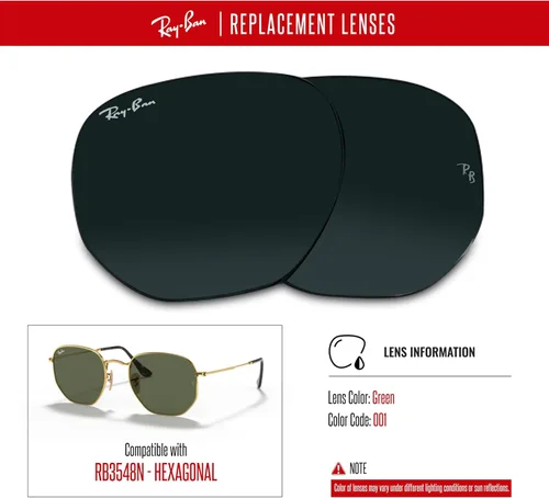 Vista 3 de Ray-Ban Original HEXAGONAL RB3548N Replacement Lenses+BUNDLE with ACCESSORY EYEWEAR KIT