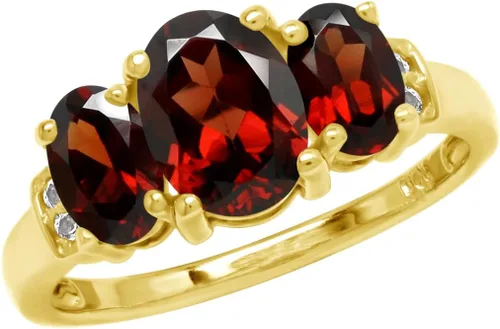 Vista 16 de Silvershake Anillo de Declaración Clásico de 3 Piedras de Forma Ovalada con Gemas de Piedra Natal de Plata Esterlina 925 Chapado en Oro Blanco o Oro
