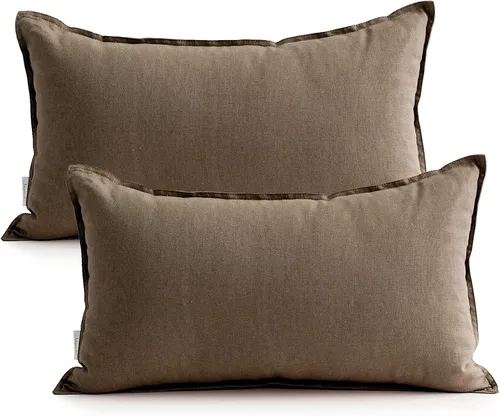 Vista 85 de Jeanerlor Funda de almohada decorativa de lino y algodón sólido de 18 x 18 pulgadas con cremallera, funda de cojín europea, funda de almohada