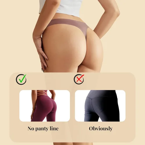 Vista 4 de Svmer Tangas invisibles sin costuras para mujer, ropa interior de tiro bajo, paquete de bragas sexis
