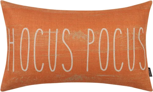 Vista 10 de TRENDIN Funda de almohada de Halloween de 12 x 20 pulgadas para sofá, decoración de Halloween, funda de cojín lumbar de lino Hocus Pocus, funda