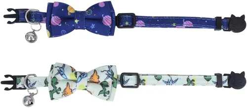 Vista 4 de Paquete de 2 collares para gatos con bonito pajarita y campana para la seguridad del gatito