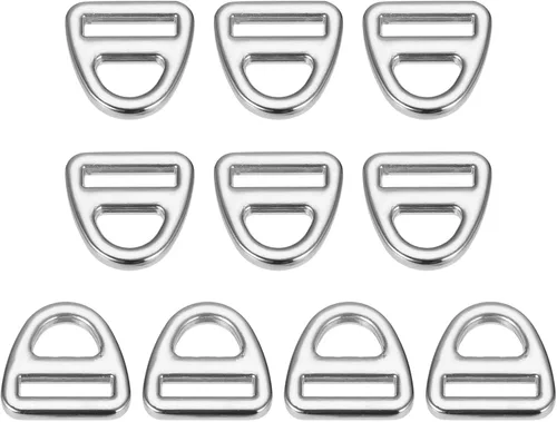 Vista 7 de uxcell Ajustador de hebilla triangular, triángulo de anillos en D, triángulo con clip giratorio de barra para correas de bolsa