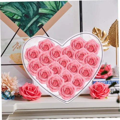 Vista 6 de Cabilock Caja de flores en forma de corazón Florero de acrílico florero de mesa Centro de mesa Maceta de acrílico transparente vitrina de acrílico