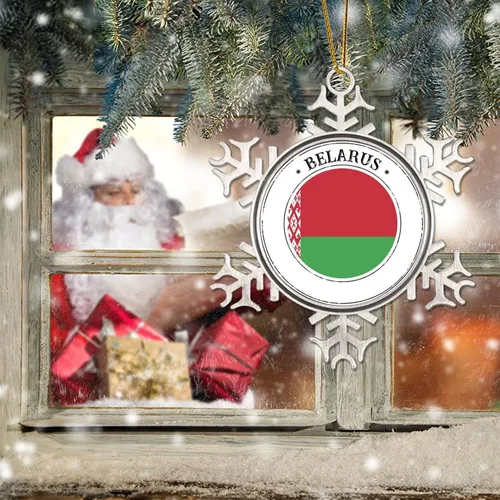 Vista 6 de Bielorrusia - Colgante colgante de metal para árbol de Navidad, recuerdo patriótico, regalo de recuerdo de país, adornos para árbol de Navidad