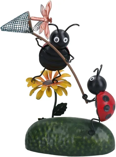 Vista 6 de AB Tools Miniature Life Metal Ladybird Catching Dragonfly Garden Gift Ornament 2.4x4.7x7.9 in
