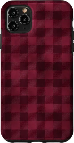 Vista 13 de Funda para iPhone 13 Pro Max Pretty Fall Otoño Burdeos Búfalo a cuadros