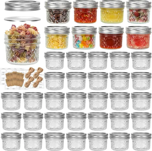 Vista 12 de Eathtek 8 onzas tarros Mason 20 paquete, tarros de conservas mini de 240ml con tapas regulares para almacenamiento de jalea, hierbas, especias