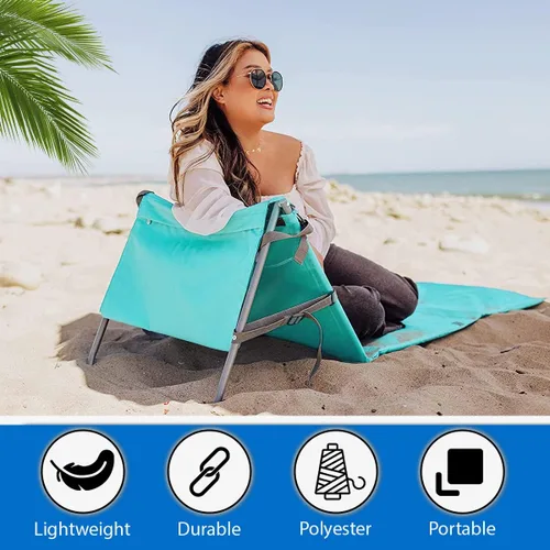 Vista 10 de Silla de playa portátil con esterilla y bolsa (Azul Claro)