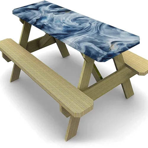 Vista 3 de XISUNYA Mantel de poliéster elástico ajustable con diseño de mármol, 24 x 36 pulgadas, mantel rectangular para mesa plegable de 3 pies, tonos