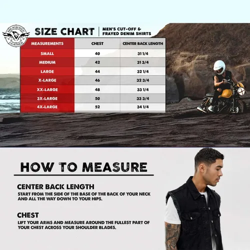 Vista 3 de Camisa de mezclilla Bikers Edge sin mangas para hombre