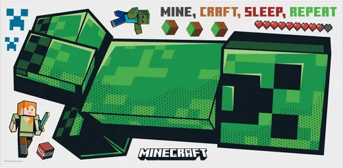 Vista 3 de RoomMates RMK5360GM Minecraft Creeper - Calcomanías de pared gigantes para despegar y pegar