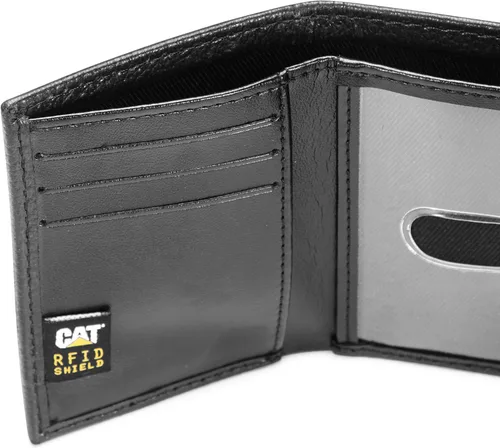 Vista 3 de Caterpillar Billetera triple de cuero para hombre con ventana de identificación