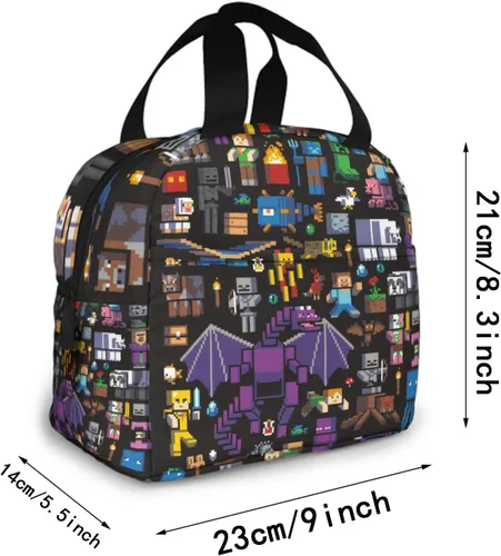 Vista 7 de Lonchera con bolsillo frontal, bolsa de almuerzo, aislamiento térmico y conservación de frío