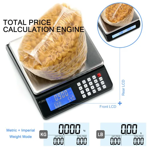 Vista 6 de Báscula postal digital de 66 lb (30 kg), pantalla dual, cálculo de precios, conteo de PCS, bandeja de acero inoxidable, capacidad: máximo 30 kg