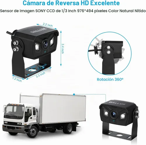Vista 5 de Cámaras de respaldo de vehículo para camión de autobús, cámara de respaldo de cabina de ángulo de visión trasera, cámara de visión trasera
