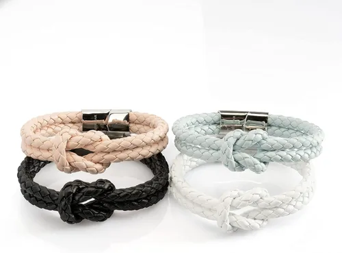 Vista 9 de SERASAR Pulsera de cuero [nudo] para mujer 4 colores y 3 longitudes Cierre magnético de acero inoxidable Caja de joyería exclusiva Gran