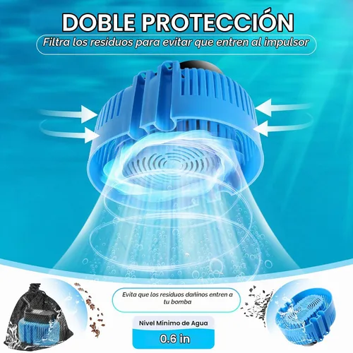 Vista 3 de DeeprBetter Bomba de Cubierta para Alberca Sobre el Suelo, Bomba de Agua Sumergible Bomba de Sumidero para Drenaje, 850 GPH Azul