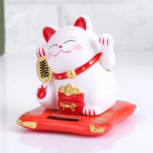 Vista 5 de Tyenaza Gato agitando, brazo agitador de gato de la suerte, gato chino japonés de la suerte, gato de la suerte, alimentado por energía solar, lindo