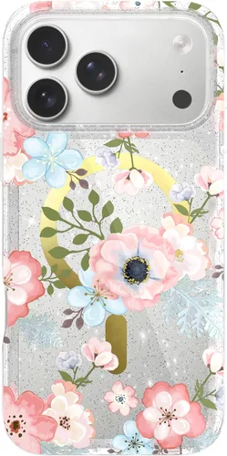 Vista 73 de LONLI Hue - para iPhone 15 Pro Max [Compatible con Magsafe] - Funda de teléfono floral dorada - [Amortiguador de 360°] - Funda de teléfono linda