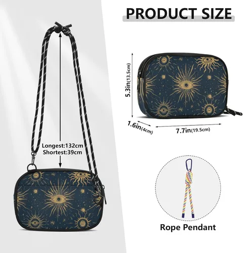 Vista 3 de Vintage Moon Sun Retro Crossbody Cámara Bolsa Hombre Comodidad Con Ranuras para Tarjetas de Crédito Casual Teléfono Pecho Bolsa Tiene una Comida