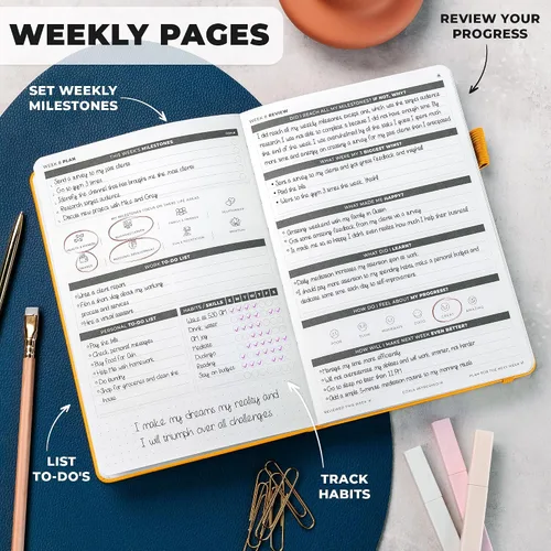 Vista 5 de Clever Fox Ultimate Achiever's Goal Planner - Diario de enfoque y productividad de 90 días. Planificador organizador diario, semanal y mensual sin