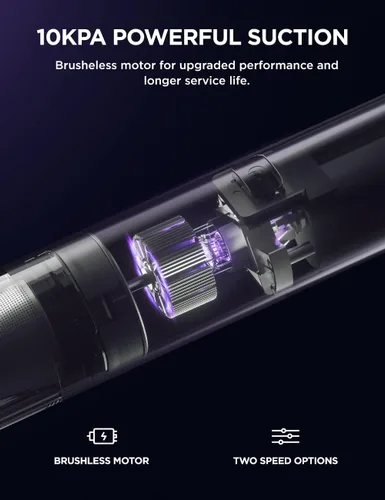 Vista 2 de LiTHELi Aspiradora de mano inalámbrica, potencia de succión de 10000 Pa con batería recargable en U, ultra ligera, mini aspiradora de coche Negro