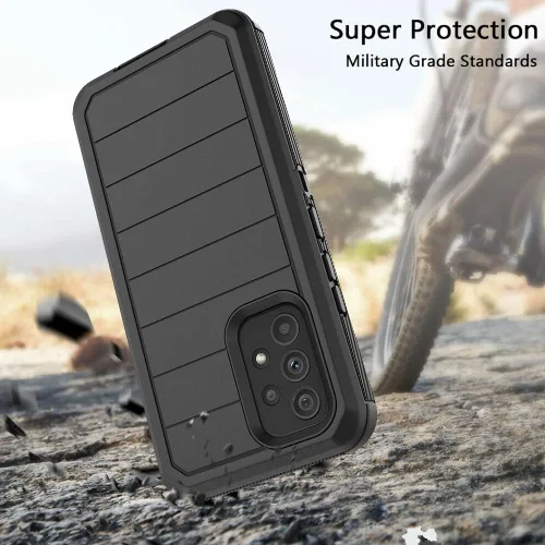 Vista 4 de Funda diseñada para Samsung Galaxy A53 5G con protector de pantalla integrado, resistente a prueba de golpes y clip giratorio para cinturón (negro)