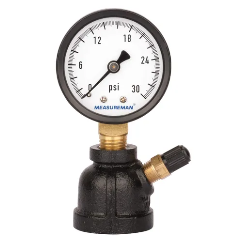 Vista 14 de MEASUREMAN 2" Ensamblaje de medidor de presión de gas de latón forjado, conexión FNPT de 3/4", 0-30psi, precisión +/-3-2-3%